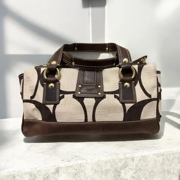 New Coach Legacy Mandy Cream & Brown Handbag Y2K - Picture 2 of 14